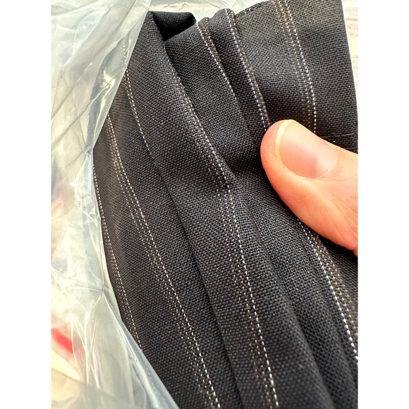 BCBGMAXAZARIA Black w/ Brown & White Pinstripe Wide Leg Zip Up Camilla Pant 2 - Picture 3 of 13